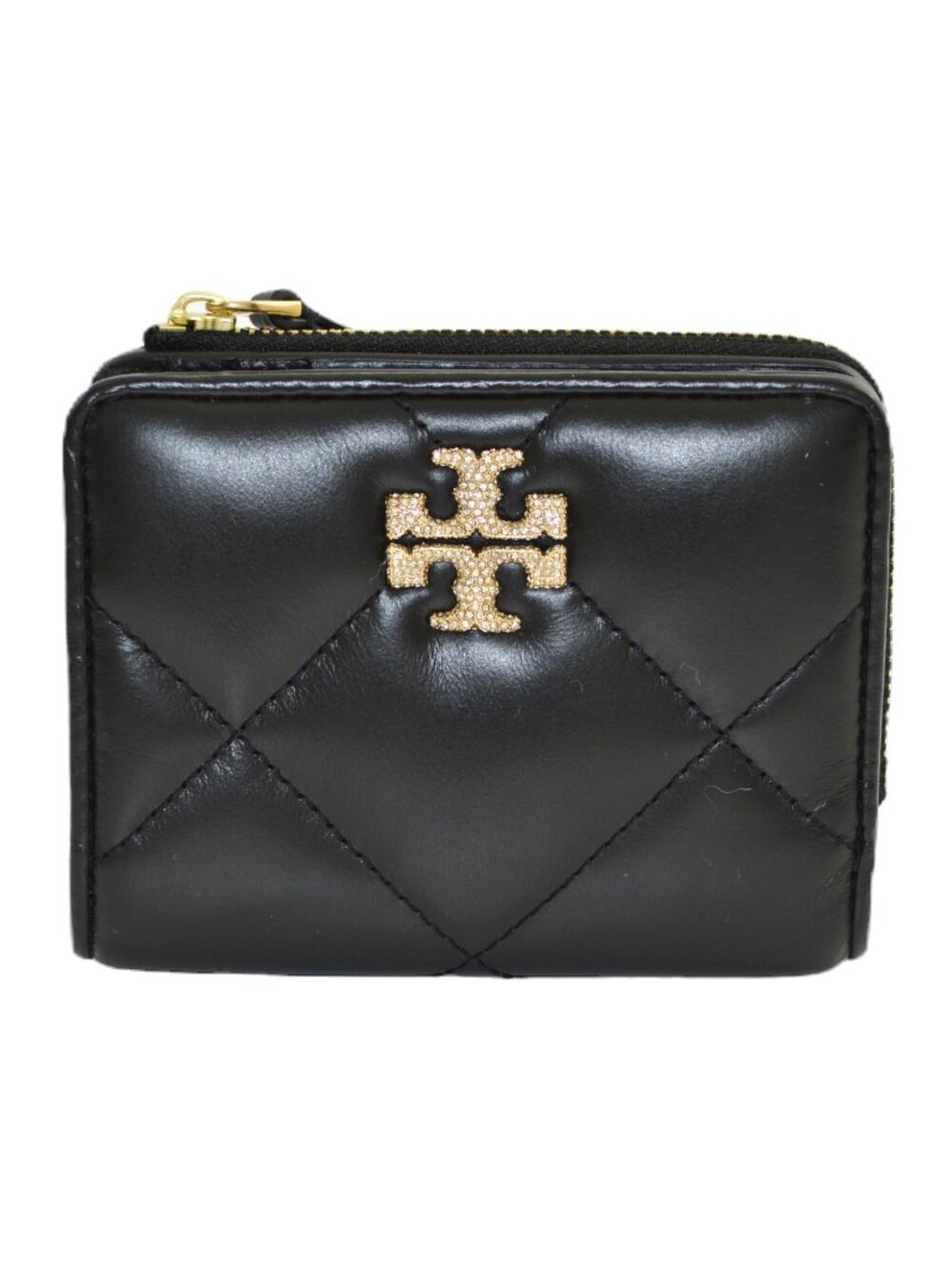 Tory Burch Kira Pavé Logo Diamond Quilt Bi-Fold Wallet #202-119